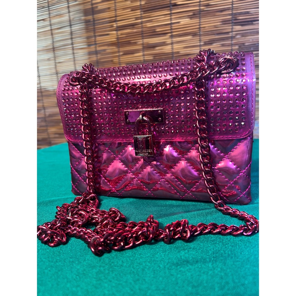 Kurt Geiger Small Brixton Bag Pink Metallic Studded Quilted PVC Shoulder Bag